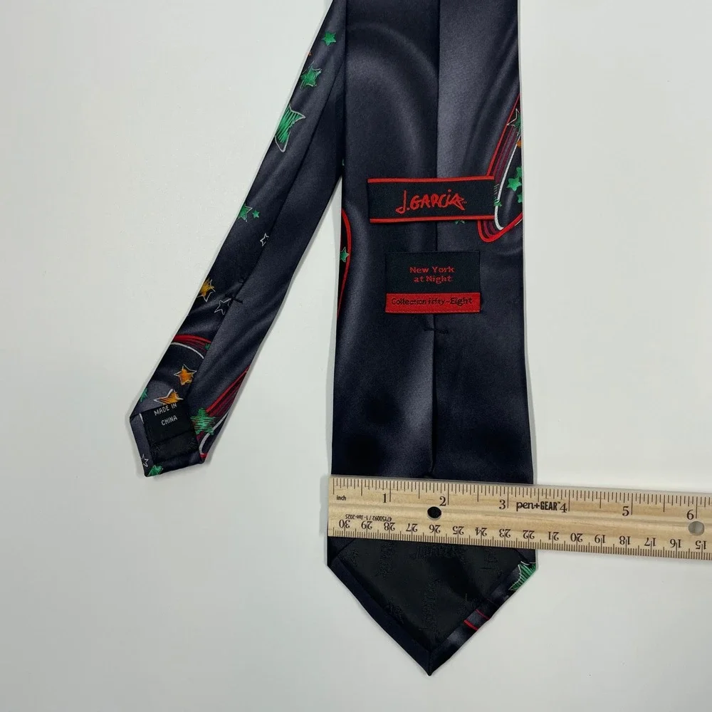 J. Garcia Black New York at Night Star Silk Necktie Mens OS